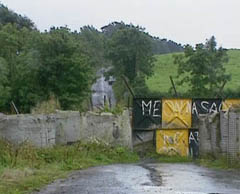 Road closure at Lackey Bridge. Source: UTV news footage, 4 September 1994