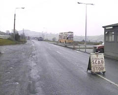 Irish customs post sign on Newry-Dundalk road. Source: UTV Newsfootage, 14 February 1984.