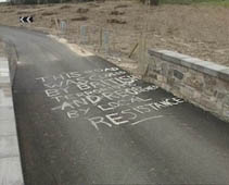 Nationalist graffiti on reopened road. Source: UTV Counterpoint, 24 April 1995